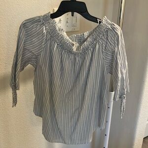 H & M summer cotton top blue & white